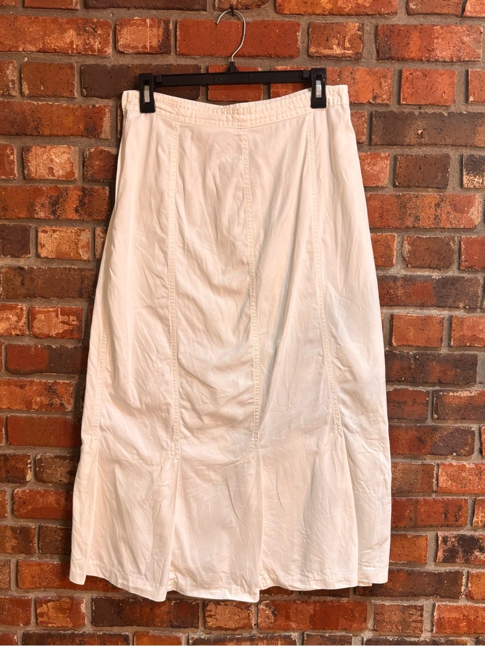 VTG Cherokee womens high waisted cotton pleated midi skirt white 12